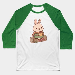 Cute Bunny Rabbit With Hot Coffee Baseball T-Shirt